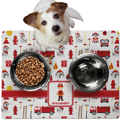 Firefighter Character Dog Food Mat - Medium w/ Name or Text