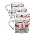 Firefighter Character Double Shot Espresso Cups - Set of 4 (Personalized)