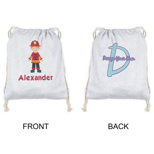 Firefighter Character Drawstring Backpacks - Sweatshirt Fleece - Double Sided - APPROVAL