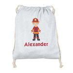 Firefighter Character Drawstring Backpack - Sweatshirt Fleece - Double Sided (Personalized)