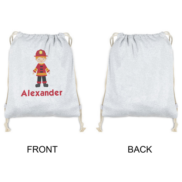 Firefighter Character Drawstring Backpacks - Sweatshirt Fleece - Single Sided - APPROVAL