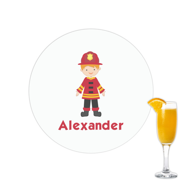 Custom Firefighter Character Printed Drink Topper - 2.15" (Personalized)
