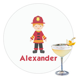 Firefighter Character Printed Drink Topper - 3.5" (Personalized)