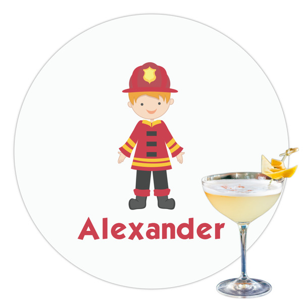 Custom Firefighter Character Printed Drink Topper - 3.5" (Personalized)