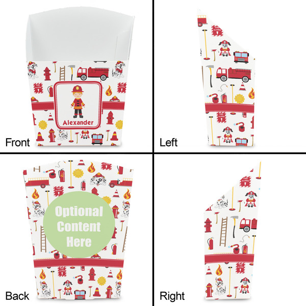 Firefighter Character French Fry Favor Box - Front & Back View