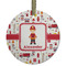 Firefighter Character Frosted Glass Ornament - Round