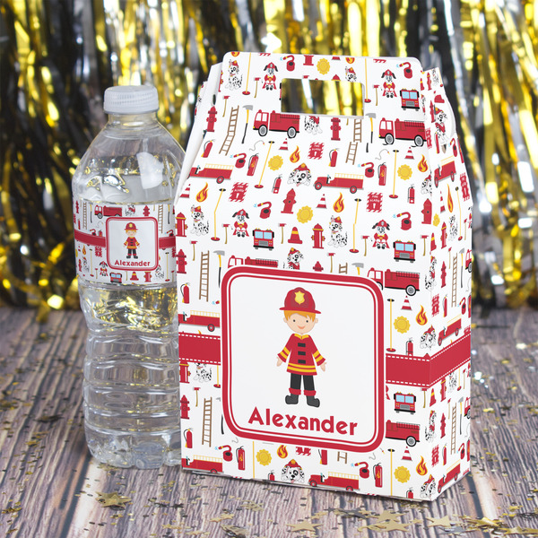 Firefighter Character Gable Favor Box - In Context