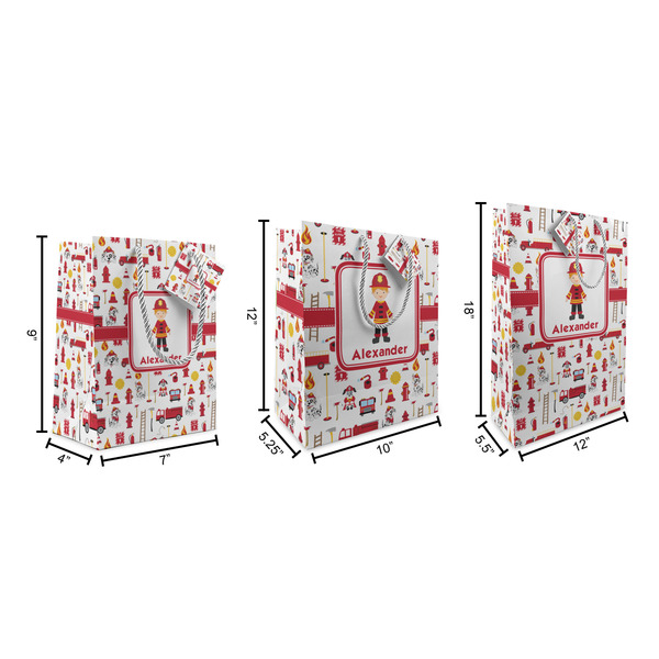 Firefighter Character Gift Bags - All Sizes - Dimensions