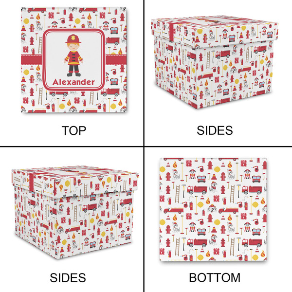 Firefighter Character Gift Boxes with Lid - Canvas Wrapped - Large - Approval
