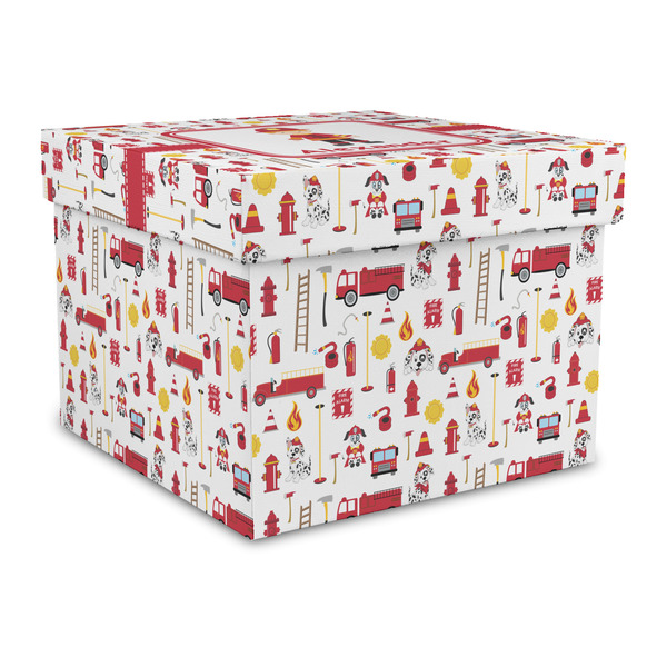 Custom Firefighter Character Gift Box with Lid - Canvas Wrapped - Large (Personalized)