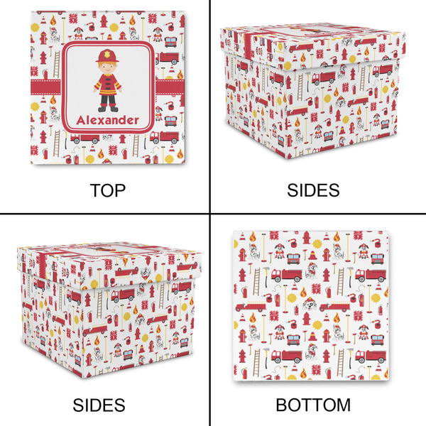 Firefighter Character Gift Boxes with Lid - Canvas Wrapped - Medium - Approval