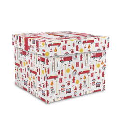 Firefighter Character Gift Box with Lid - Canvas Wrapped - Medium (Personalized)