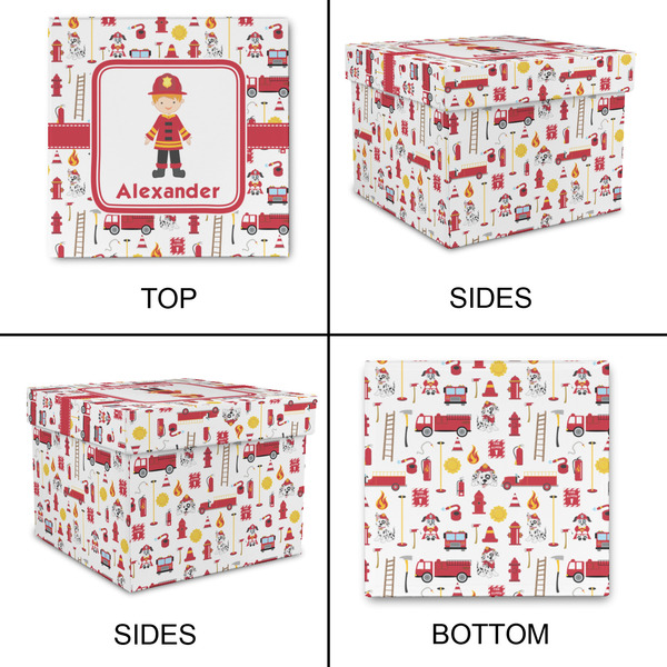 Firefighter Character Gift Boxes with Lid - Canvas Wrapped - Small - Approval