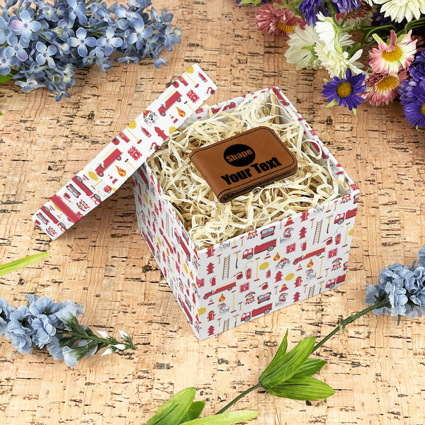 Firefighter Character Gift Boxes with Lid - Canvas Wrapped - Small - In Context