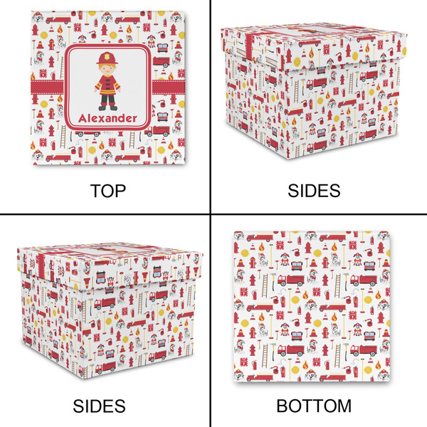 Firefighter Character Gift Boxes with Lid - Canvas Wrapped - X-Large - Approval