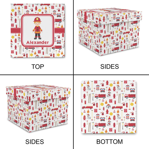 Firefighter Character Gift Boxes with Lid - Canvas Wrapped - XX-Large - Approval