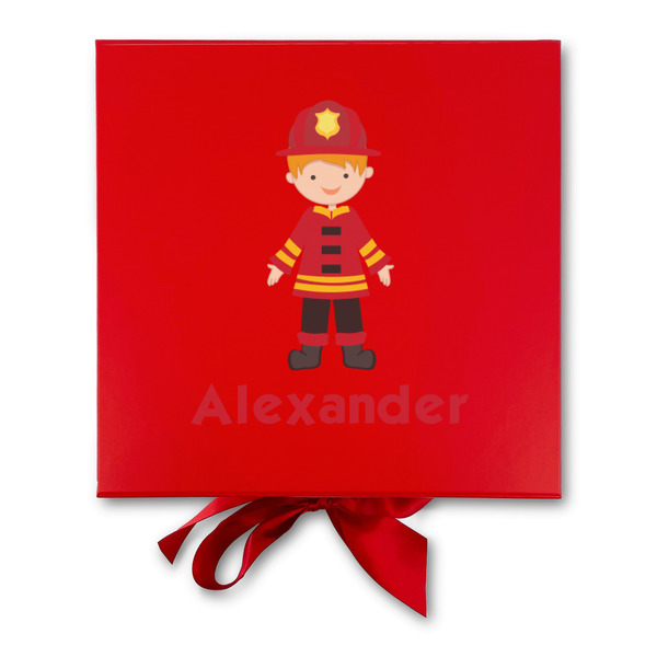 Firefighter Character Gift Boxes with Magnetic Lid - Red - Approval