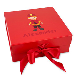 Firefighter Character Gift Box with Magnetic Lid - Red (Personalized)