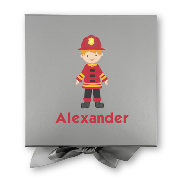 Firefighter Character Gift Boxes with Magnetic Lid - Silver - Approval