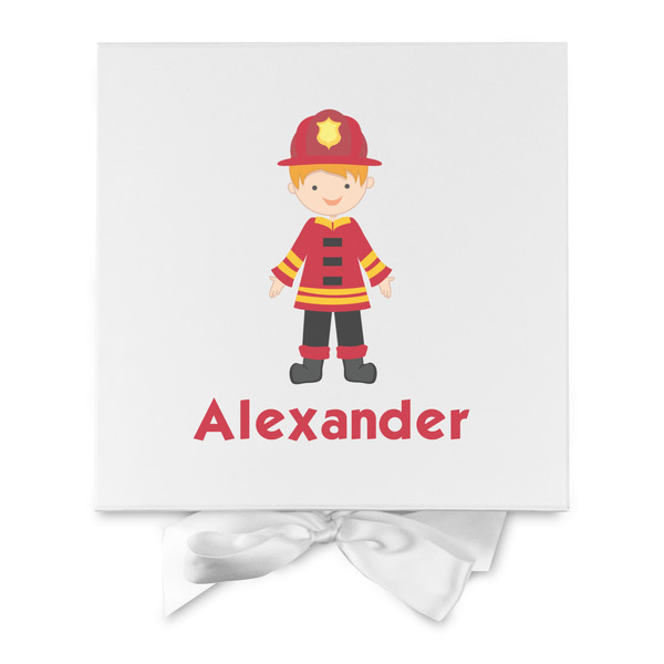 Firefighter Character Gift Boxes with Magnetic Lid - White - Approval