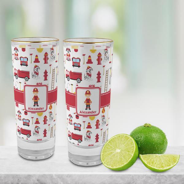 Firefighter Character Glass Shot Glass - 2 oz - LIFESTYLE