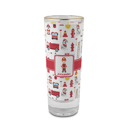 Firefighter Character 2 oz Shot Glass -  Glass with Gold Rim - Set of 4 (Personalized)