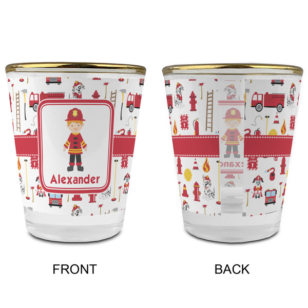 Firefighter Character Glass Shot Glass - with gold rim - APPROVAL