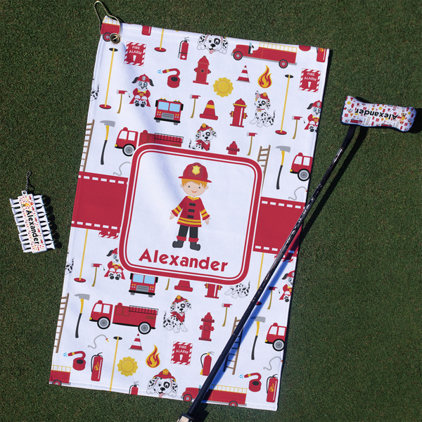 Custom Firefighter Character Golf Towel Gift Set w/ Name or Text