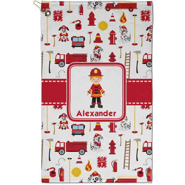 Custom Firefighter Character Golf Towel - Poly-Cotton Blend - Small w/ Name or Text