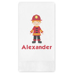 Firefighter Character Guest Napkins - Full Color - Embossed Edge (Personalized)