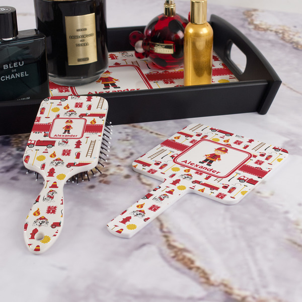 Firefighter Character Hair Brush and Hand Mirror - Bathroom Scene