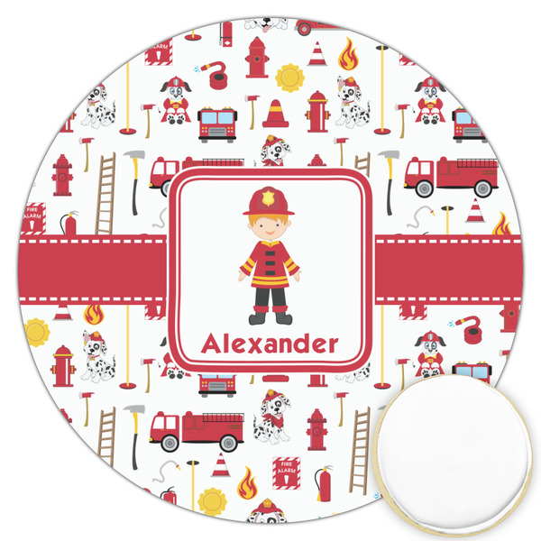 Custom Firefighter Character Printed Cookie Topper - 3.25" (Personalized)