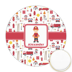 Firefighter Character Printed Cookie Topper - Round (Personalized)