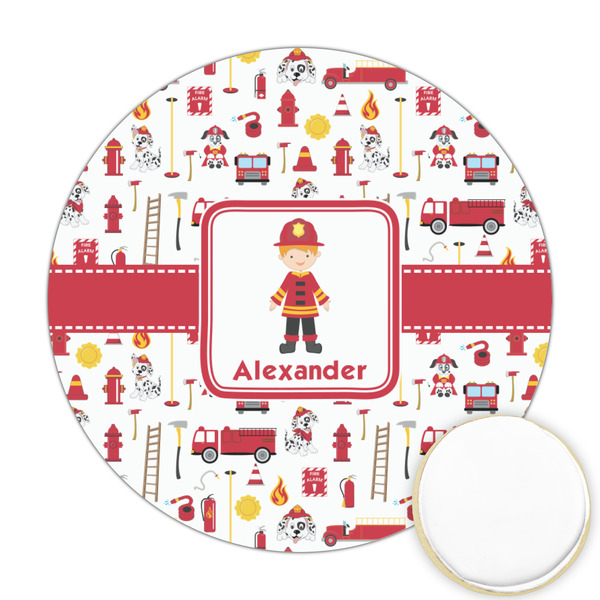 Custom Firefighter Character Printed Cookie Topper - Round (Personalized)