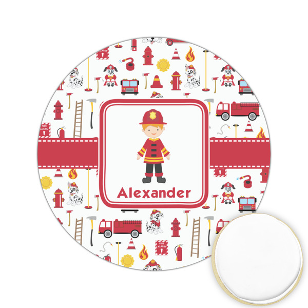 Custom Firefighter Character Printed Cookie Topper - 2.15" (Personalized)