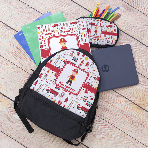 Firefighter Character Large Backpack - Black - With Stuff