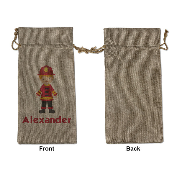 Firefighter Character Large Burlap Gift Bags - Front Approval