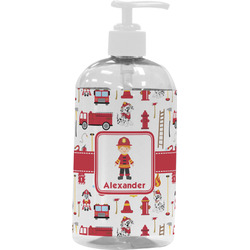 Firefighter Character Plastic Soap / Lotion Dispenser (16 oz - Large - White) (Personalized)