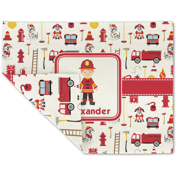 Custom Firefighter Character Double-Sided Linen Placemat - Single w/ Name or Text