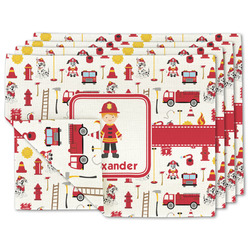 Firefighter Character Linen Placemat w/ Name or Text
