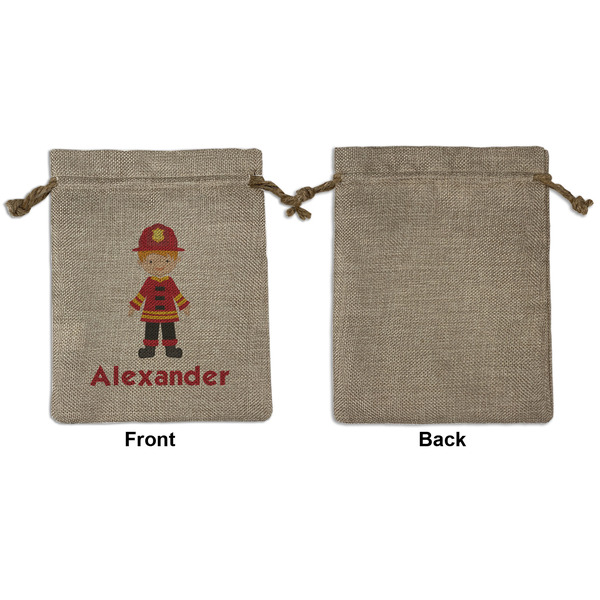 Firefighter Character Medium Burlap Gift Bag - Front Approval