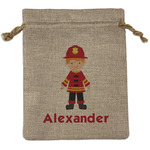Firefighter Character Medium Burlap Gift Bag - Front (Personalized)
