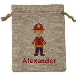 Firefighter Character Burlap Gift Bag (Personalized)