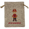 Firefighter Character Medium Burlap Gift Bag - Front