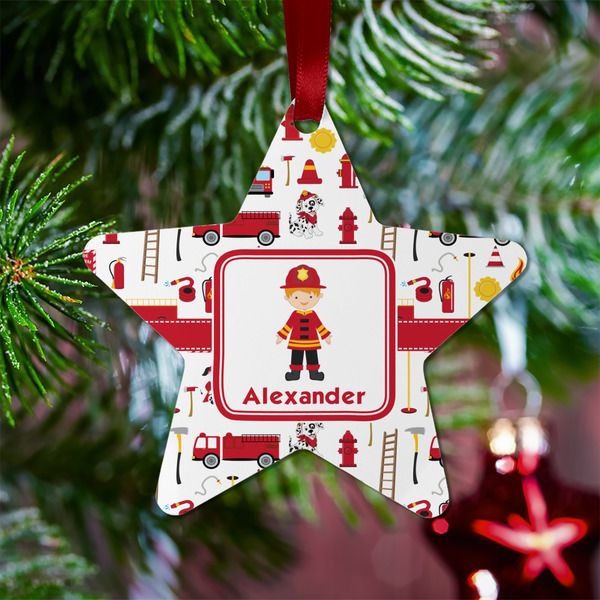 Firefighter Character Metal Star Ornament - Lifestyle