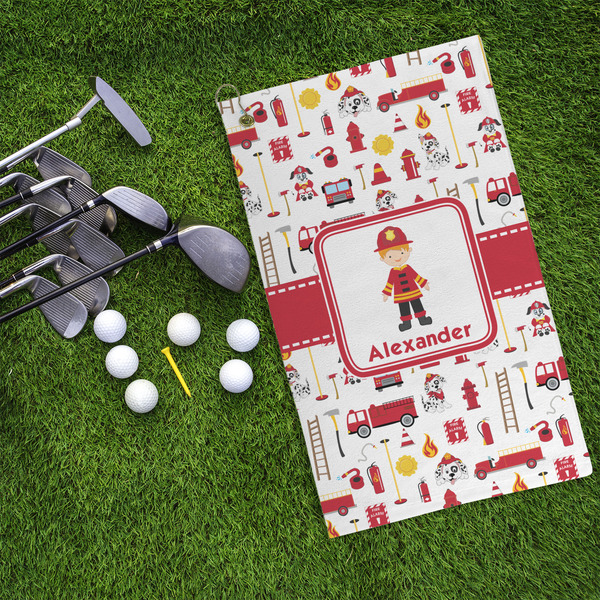 Firefighter Character Microfiber Golf Towels - LIFESTYLE