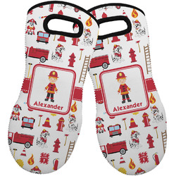 Firefighter Character Neoprene Oven Mitts - Set of 2 w/ Name or Text