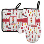 Firefighter Character Left Oven Mitt & Pot Holder Set w/ Name or Text