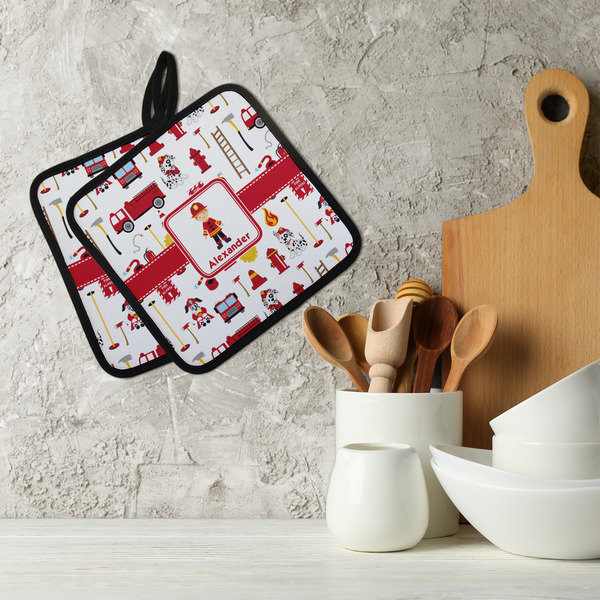 Firefighter Character Neoprene Pot Holder - Set of 2  LIFESTYLE