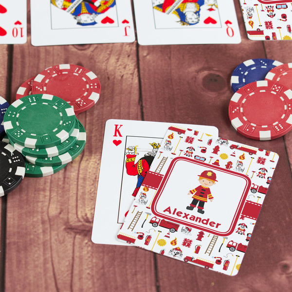 Firefighter Character On Table with Poker Chips